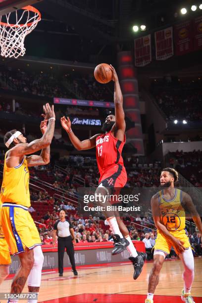 James Harden of the Houston Rockets shoots the ball against the Golden State Warriors on November 6, 2019 at the Toyota Center in San Antonio, Texas....