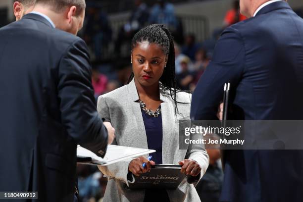 Assistant Coach, Niele Ivey of the Memphis Grizzlies looks on during the game against the Minnesota Timberwolves on November 6, 2019 at FedExForum in...