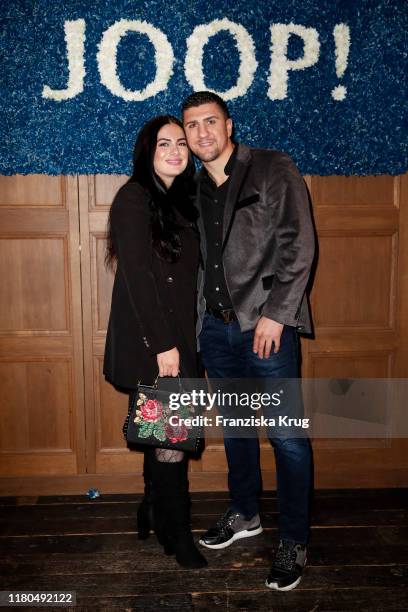 Amina Huck and Marco Huck during the JOOP! Pop-Up store event at KaDeWe on November 6, 2019 in Berlin, Germany.