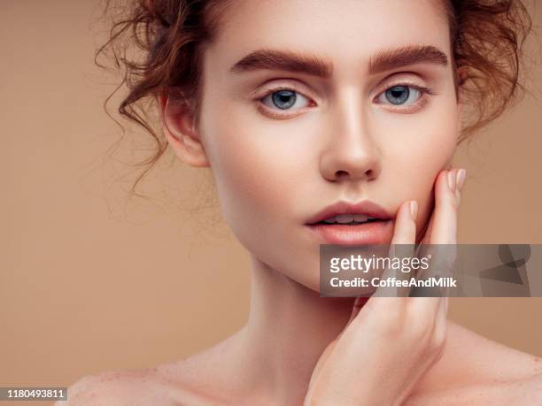 tender portrait of a beautiful girl - body care and beauty stock pictures, royalty-free photos & images