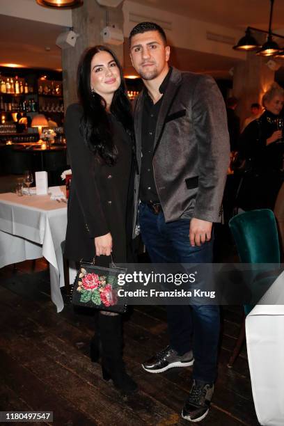 Amina Huck and Marco Huck during the JOOP! Pop-Up store event at KaDeWe on November 6, 2019 in Berlin, Germany.