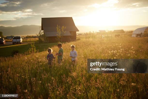 Kids play in field