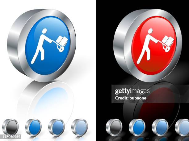 delivery guy 3d royalty free vector art - pushing dolly stock illustrations