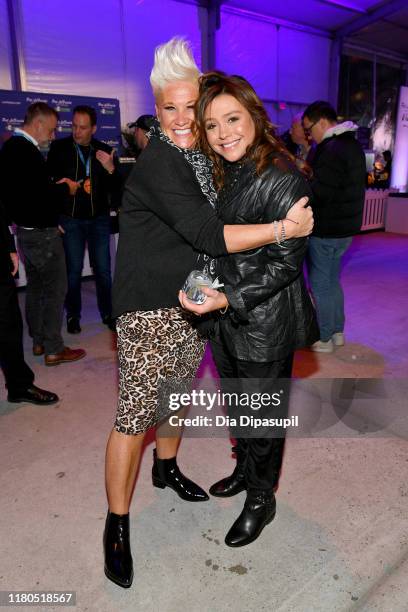 Anne Burrell and Rachael Ray attend the Blue Moon Burger Bash presented by Pat LaFrieda Meats hosted by Rachael Ray at Pier 97 on October 11, 2019 in...