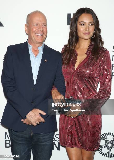 Actor Bruce Willis and wife Emma Heming Willis attend the "Motherless Brooklyn" premiere during the 57th New York Film Festival on October 11, 2019...