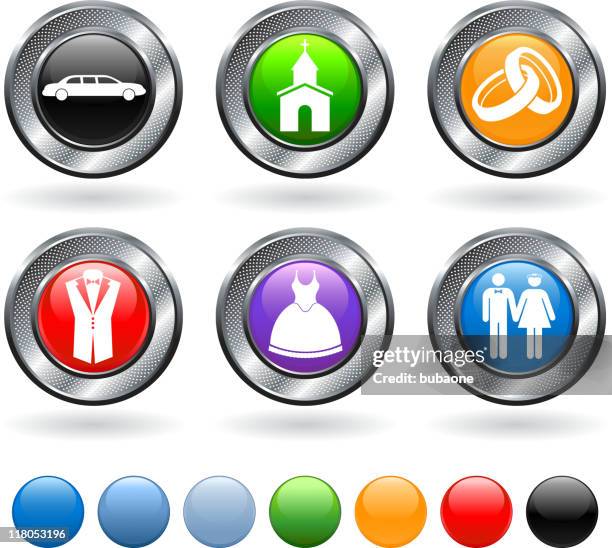 wedding day royalty free vector icon set - wedding rings white background stock illustrations