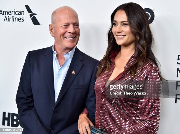 Bruce Willis and wife Emma Heming Willis attend the "Motherless Brooklyn" Arrivals during the 57th New York Film Festival on October 11, 2019 in New...