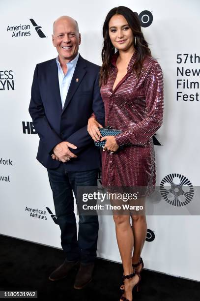 Bruce Willis and wife Emma Heming Willis attend the "Motherless Brooklyn" Arrivals during the 57th New York Film Festival on October 11, 2019 in New...