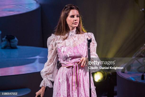 Lana Del Rey performs on stage at Cal Coast Credit Union Open Air Theatre on October 11, 2019 in San Diego, California.