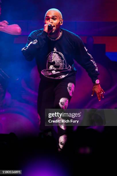 Chris Brown performs at Staples Center on October 11, 2019 in Los Angeles, California.