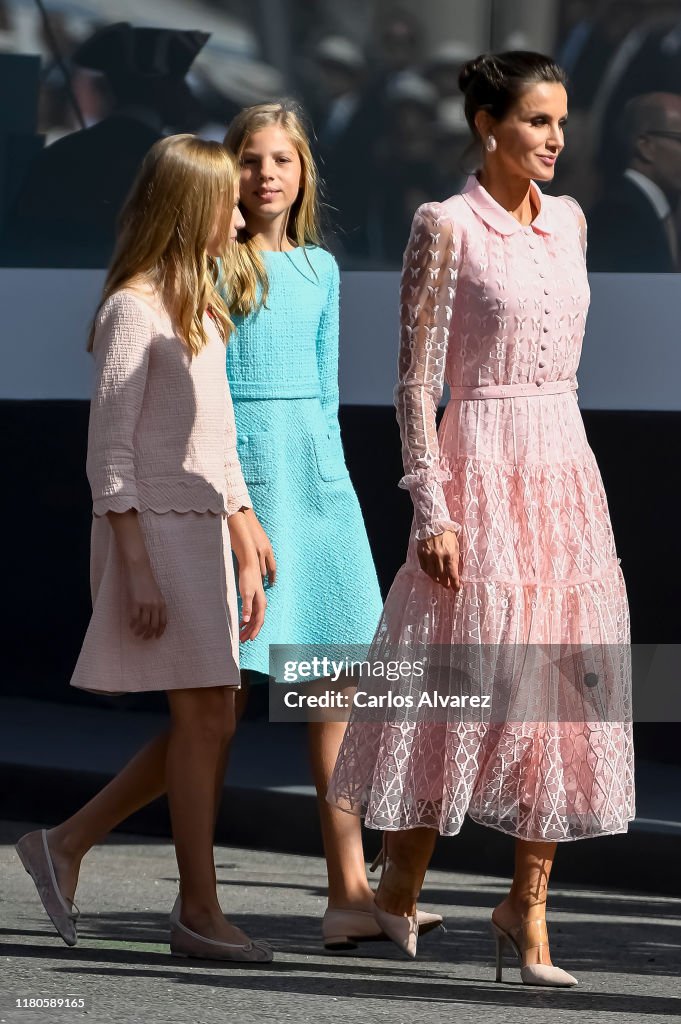 Spanish Royals Attend The National Day Military Parade