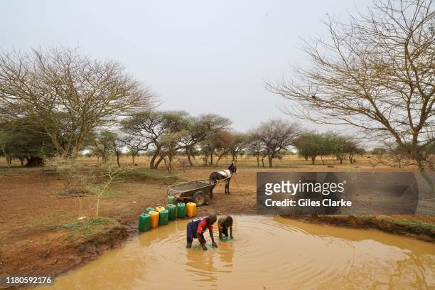 Children at a water hole in northern Burkina Faso.