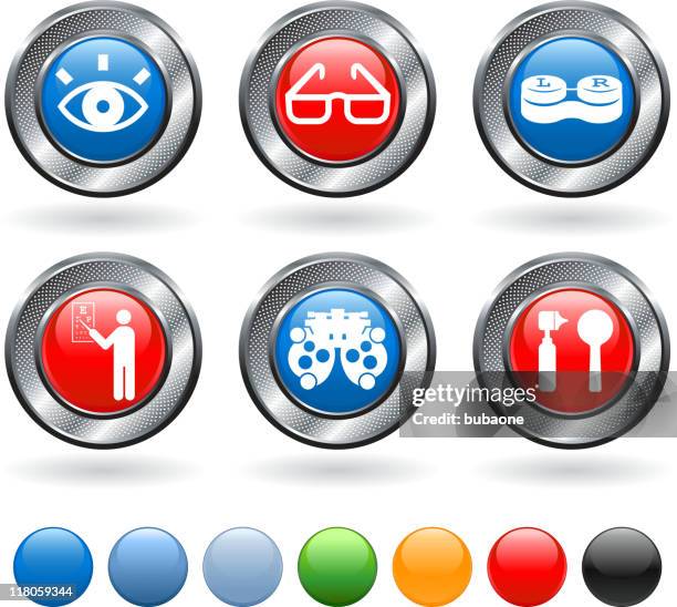 eye exam and optometry royalty free vector icon set - eye chart stock illustrations