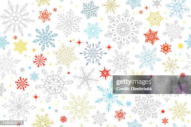 stockillustraties, clipart, cartoons en iconen met naadloze muliticolored snowflake achtergrond - ijskristal