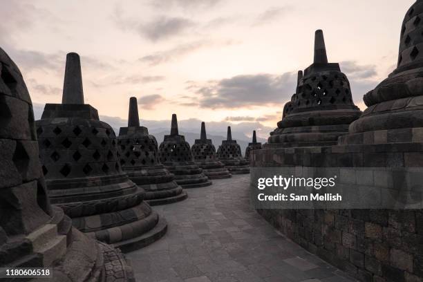 Borobudur Temple on the 24th October 2019 in Java in Indonesia. Borobudur is a 9th-century Mahayana Buddhist temple in Magelang Regency. Its the...