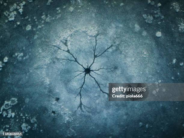 craters on the ice - frozen lake stock pictures, royalty-free photos & images