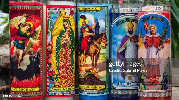 catholic religious candles - shrine stock pictures, royalty-free photos & images