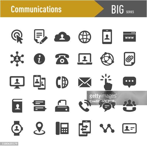 stockillustraties, clipart, cartoons en iconen met communicatie iconen-grote series - telefoon