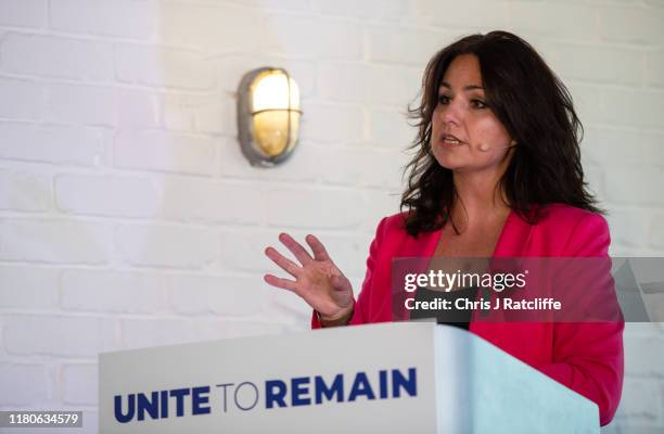 Liberal Democrats politician Heidi Allen speaks at a press conference announcing a 'remain alliance pact' with the Liberal Democrats, Green and Plaid...