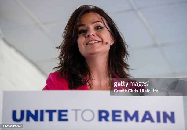 Liberal Democrats politician Heidi Allen speaks at a press conference announcing a 'remain alliance pact' with the Liberal Democrats, Green and Plaid...