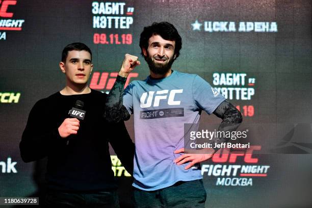 Zabit Magomedsharipov of Russia holds an open training session for fans and media during UFC Fight Night open workouts at Arbat Hall on November 6,...