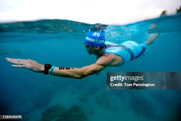 Tim O'Donnell of the United States competes in the swim in the Ironman World Championships on October 12, 2019 in Kailua Kona, Hawaii.