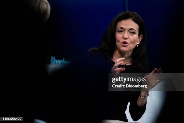 Sheryl Sandberg, chief operating officer of Facebook Inc., speaks during the Bloomberg Year Ahead Summit in New York, U.S., on Thursday, Nov. 7,...