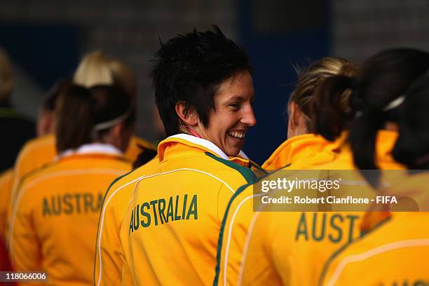 Sally Shipard of Australia smiles prior to the FIFA Women's World Cup 2011 Group D match between Australia and Equatorial Guinea at the FIFA Womens...