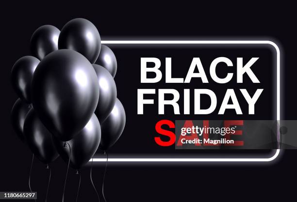 vector black friday sale banner with black balloons - large purchase stock illustrations