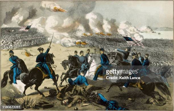 the battle of shiloh, 1862 - civil war stock illustrations