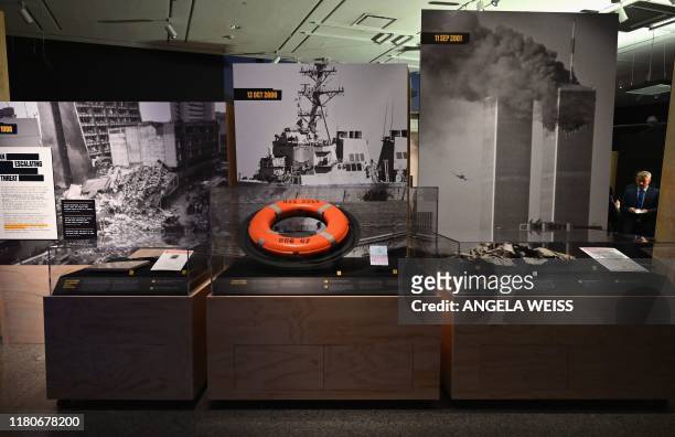 View is seen of "Revealed: The Hunt for Bin Laden" exhibition at the National 9/11 Memorial Museum on November 7, 2019 in New York City.
