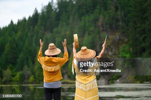 First Nations Women in Traditional Clothing