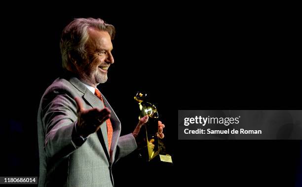 New Zealand actor Sam Neill recives the great honorific award during closure gala at Sitges Film Festival 2019 on October 12, 2019 in Sitges, Spain.