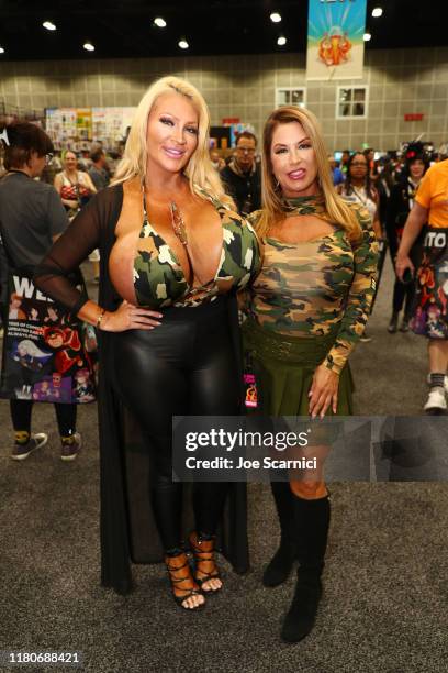 Allegra Cole and Mary Elizabeth dressed as Allegra's Army attend 2019 Los Angeles Comic-Con at Los Angeles Convention Center on October 12, 2019 in...