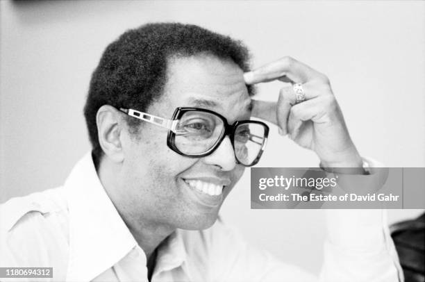 American jazz pianist, composer, broadcaster, and educator Billy Taylor poses for a portrait in the Harlem NYC office of Jazzmobile, the organization...