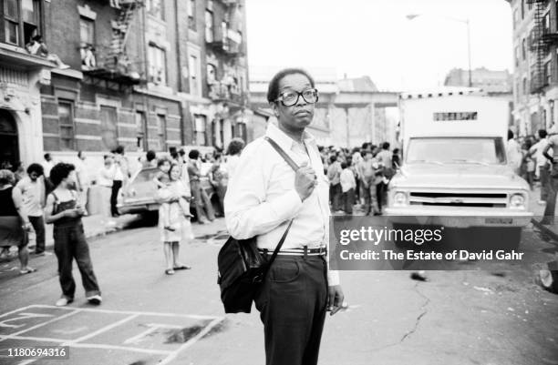 American jazz pianist, composer, broadcaster, and educator Billy Taylor poses for a portrait during a jazz performance on the Jazzmobile on August...