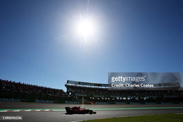 Sebastian Vettel of Germany driving the Scuderia Ferrari SF90 on track during qualifying for the F1 Grand Prix of Japan at Suzuka Circuit on October...