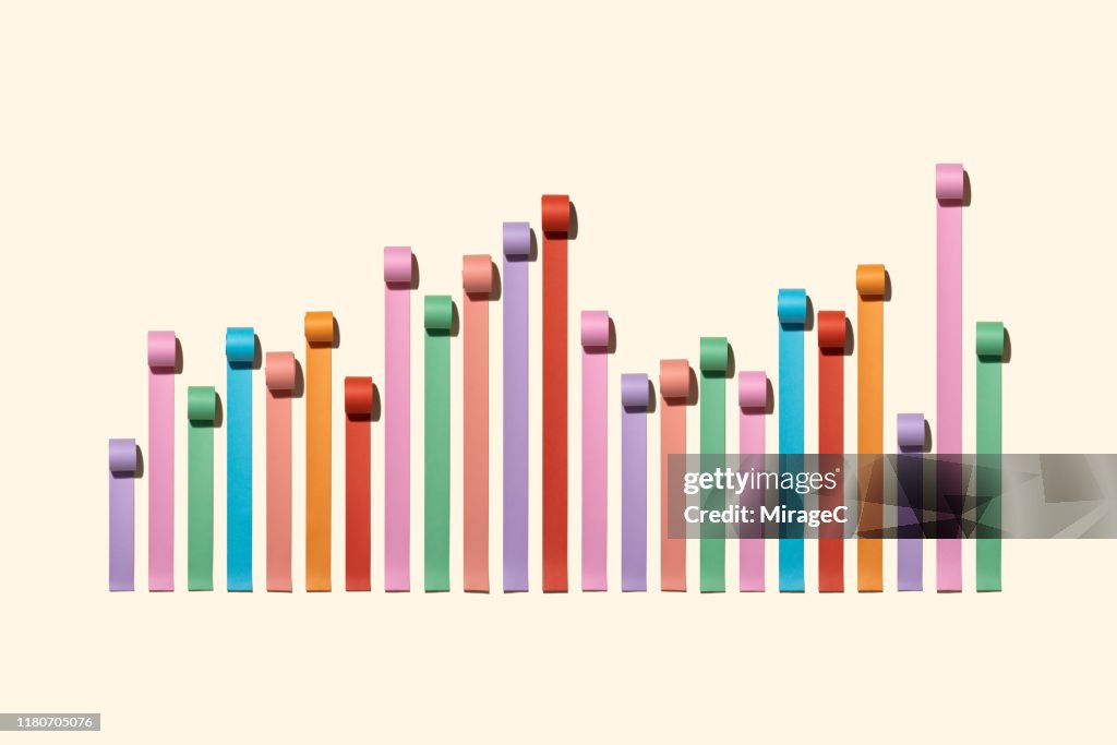 Chaos Bar Chart Made of Paper Rolls