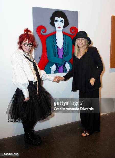 Maxine Smith and Barbra Streisand attend the Maxine Smith Paintings 2019 Exhibition "Wives And Lovers" Opening Night Reception at Skidmore...