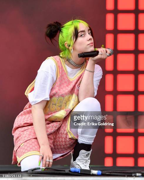 Billie Eilish performs during Austin City Limits Festival at Zilker Park on October 12, 2019 in Austin, Texas.
