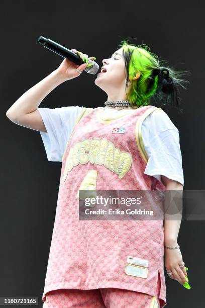 Billie Eilish performs during Austin City Limits Festival at Zilker Park on October 12, 2019 in Austin, Texas.