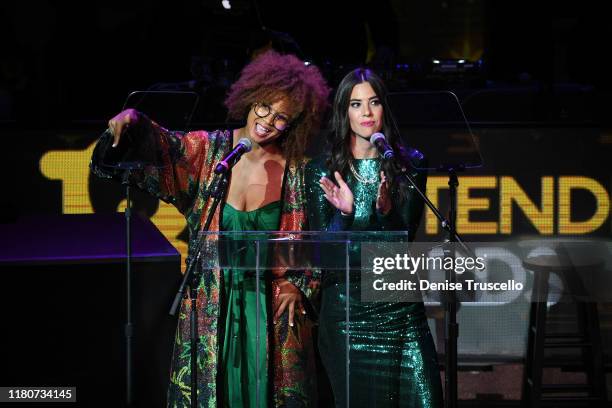 Modest Jones and comedian Rachel "Wolfie" Wolfson co-host the First Budtender Awards at Light Nightclub at Mandalay Bay Hotel and Casino on October...