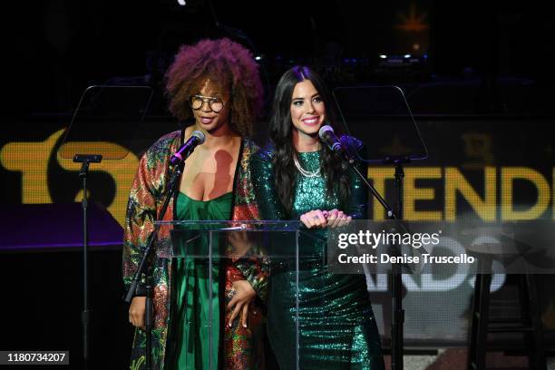 Modest Jones and comedian Rachel "Wolfie" Wolfson co-host the First Budtender Awards at Light Nightclub at Mandalay Bay Hotel and Casino on October...