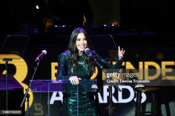 Comedian Rachel "Wolfie" Wolfson co-hosts the First Budtender Awards at Light Nightclub at Mandalay Bay Hotel and Casino on October 12, 2019 in Las...