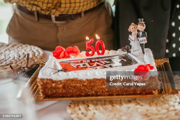 50th wedding anniversary cake - 50th anniversary stock pictures, royalty-free photos & images