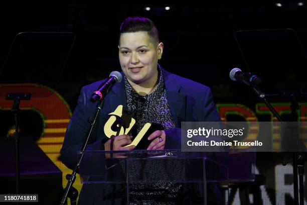 Rocky Hernandez from Planet 13-Las Vegas, NV wins the Medallion Award at the First Budtender Awards at Light Nightclub at Mandalay Bay Hotel and...