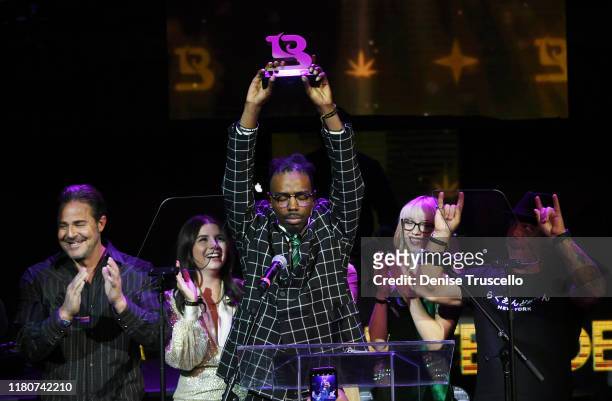 William Brown wins the Budtender 2019 Award at the First Budtender Awards at Light Nightclub at Mandalay Bay Hotel and Casino on October 12, 2019 in...