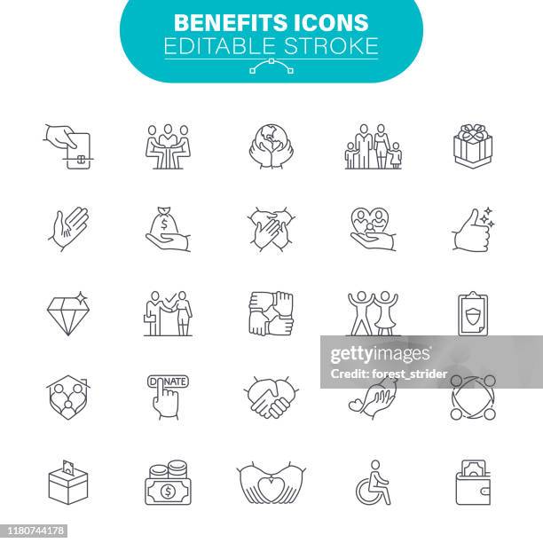 benefits and donation icons - liberty mutual insurance stock illustrations