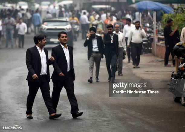 Lawyers and litigants seen at the Tis Hazari court premises on November 7, 2019 in New Delhi, India.