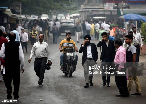 Lawyers and litigants seen at the Tis Hazari court premises on November 7, 2019 in New Delhi, India.